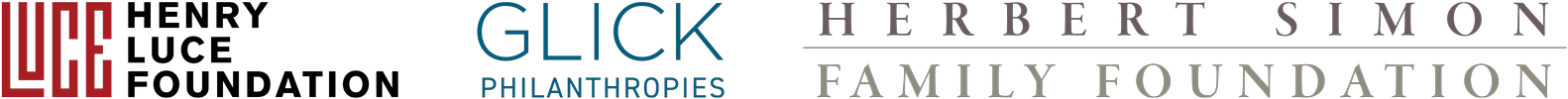 Logos for Henry Luce Foundation, Glick Philanthropies, and Herber Simon Family Foundation